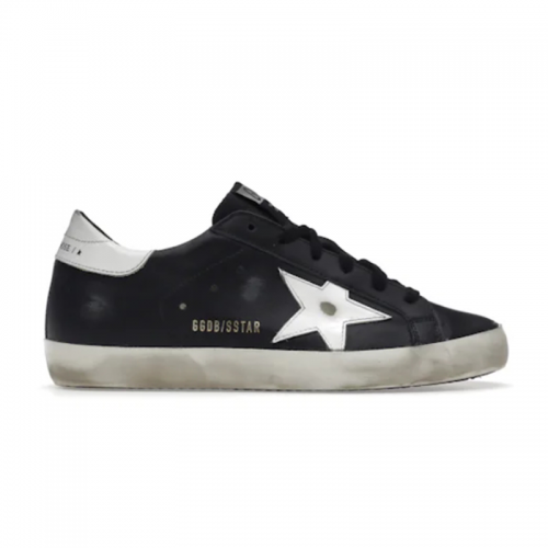 Golden Goose GGDB Super-Star Distressed Leather Sneakers Black and White