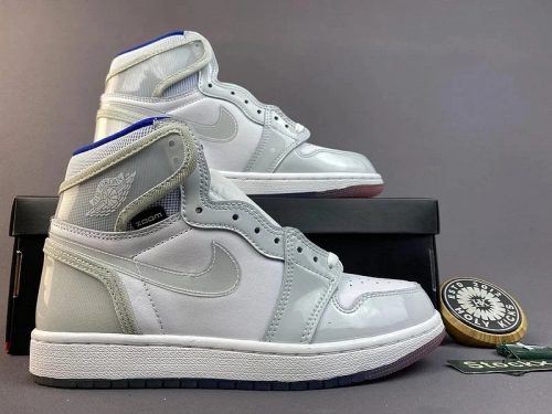 Jordan Air Jordan 1 Zoom CMFT 2 High Top Sneakers White and Gray