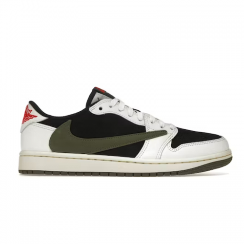 Jordan Air Jordan 1 Low Travis Scott Olive Low Top Sneakers Black and White