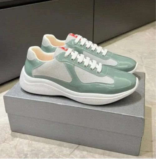 Prada Patent Leather Mesh Chunky Sneakers Green
