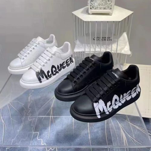 Alexander McQueen AMQ Oversized Graffiti Chunky Sneakers Black and White