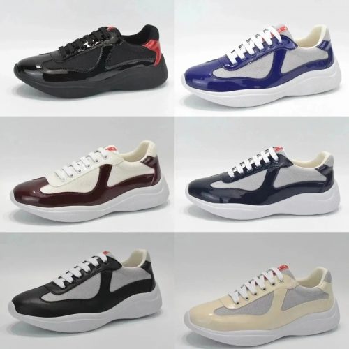 Prada Patent Leather and Mesh Chunky Sneakers Multicolor