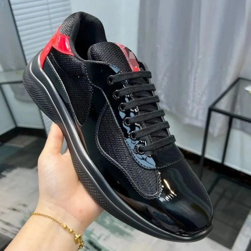 Prada Patent Leather Chunky Sneakers Black and Red
