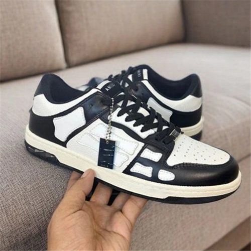 Amiri Skel Top Low chunky leather sneakers Black and White
