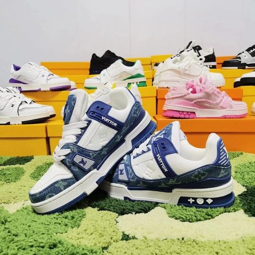 Louis Vuitton LV Trainer Chunky Denim Sneakers Blue and White
