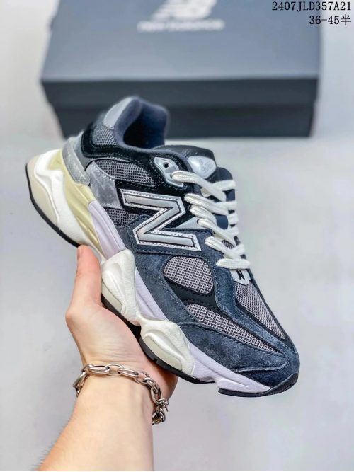 New Balance NB 9060 Chunky Sneakers Suede and Mesh Navy and Grey