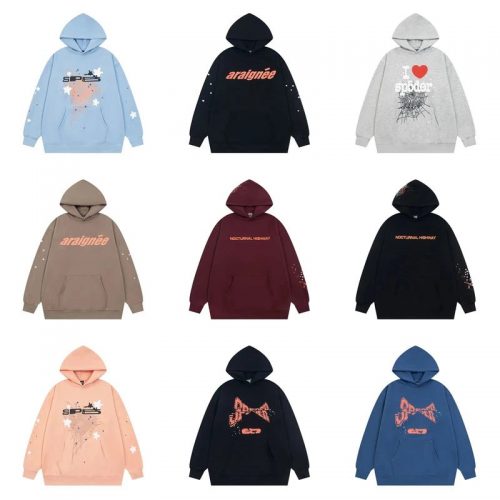 Sp5der Graphic Print Oversized Hoodie Multicolor