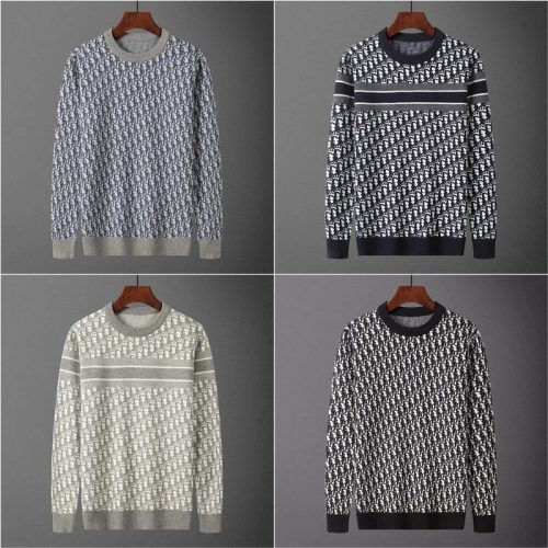 Dior Oblique Pattern Knit Sweater Crewneck Multicolor