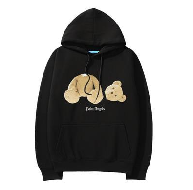 Palm Angels Bear Print Graphic Streetwear Hoodie Black
