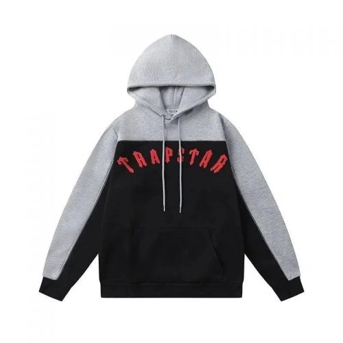 Trapstar Chenille Decoded Streetwear Hoodie Black and Gray