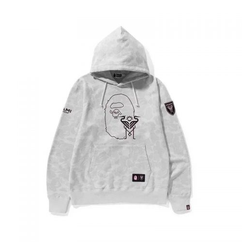 A Bathing Ape BAPE Miami Camo Graphic Streetwear Hoodie Gray