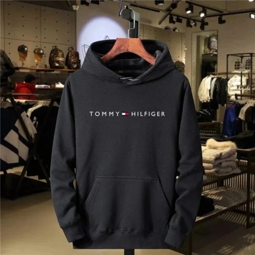 Tommy Hilfiger Graphic Print Cotton Hoodie Black