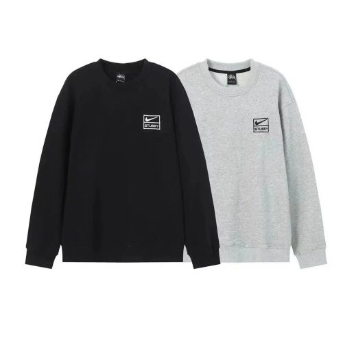 Nike x Stussy Streetwear Crewneck Sweatshirt Black and Gray
