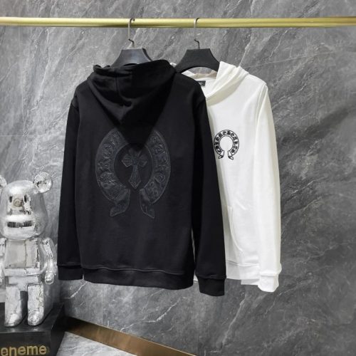 Chrome Hearts Horseshoe Cross Graphic Hoodie Black and White