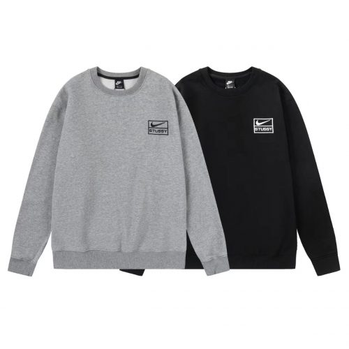Nike x Stussy Streetwear Crewneck Sweatshirt Black and Gray