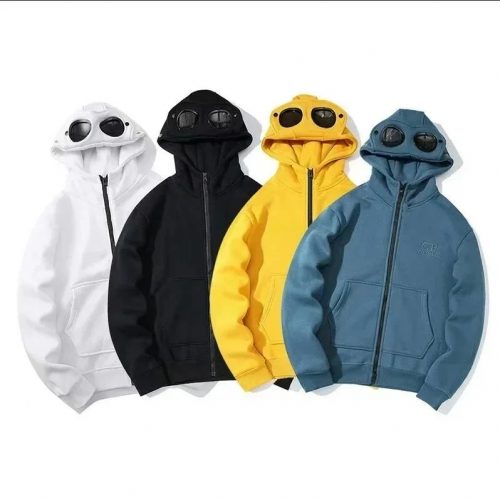 C.P. Company Goggle Zip-Up Hoodie Iconic Streetwear Sweatshirt Multicolor