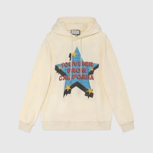 Gucci Souvenir From California Graphic Cotton Hoodie Beige