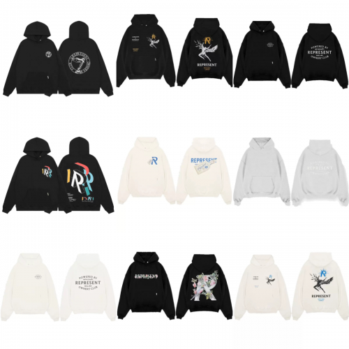 Represent Graphic Print Streetwear Hoodie Multicolor