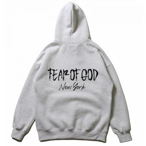 Fear of God FOG New York Graphic Streetwear Hoodie Gray