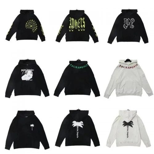 Palm Angels Graphic Print Streetwear Hoodie Collection Black and White