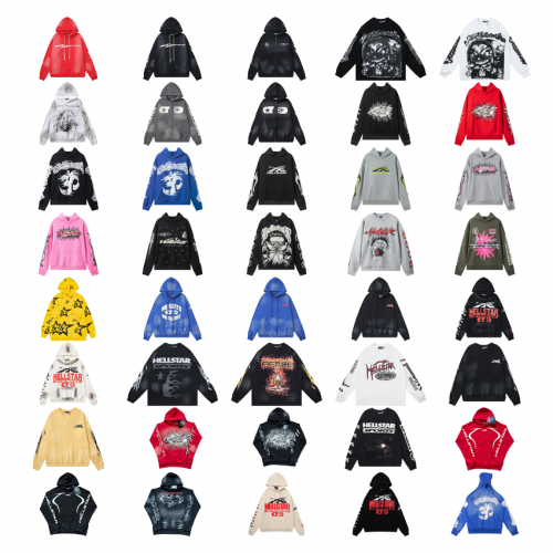 Hellstar Graphic Print Streetwear Hoodie and Sweatshirt Collection Multicolor