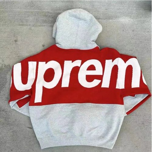Supreme Big Letter Oversized Sweater Red and Gray
