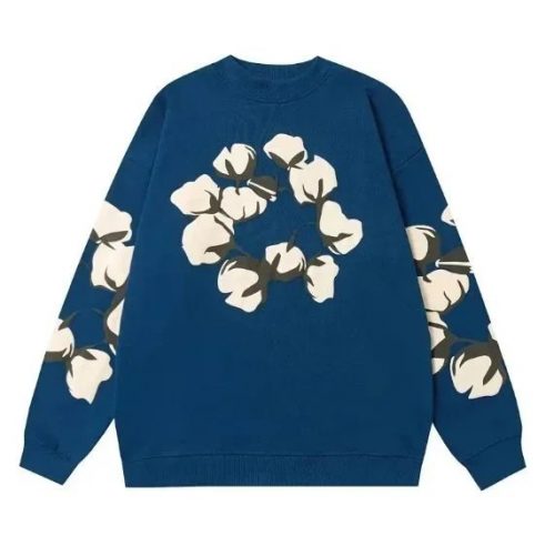 Denim Tears Cotton Wreath Graphic Sweatshirt Blue