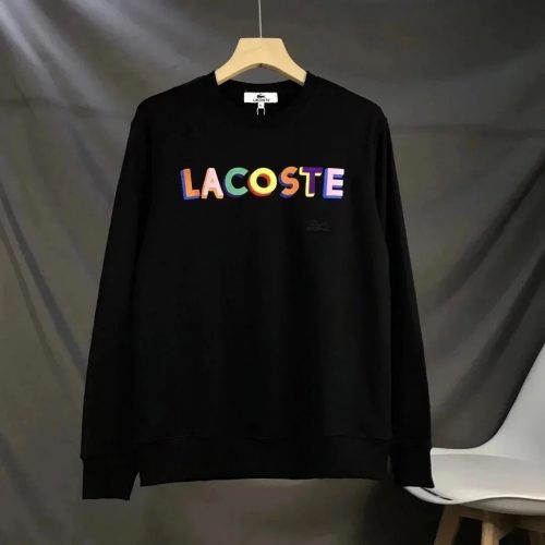 Lacoste Graphic Print Cotton Sweatshirt Black