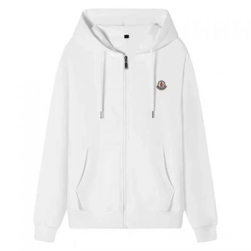 Moncler Zip-Up Hoodie Casual Sweatshirt White