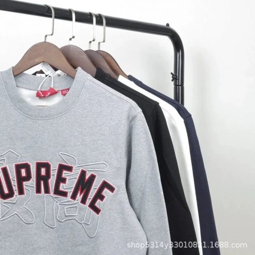 Supreme Arc Logo Graphic Streetwear Crewneck Sweatshirt Gray