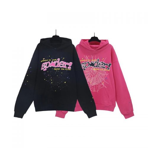 Sp5der Sp5der Nevermind The Punk Graphic Streetwear Hoodie Black and Pink