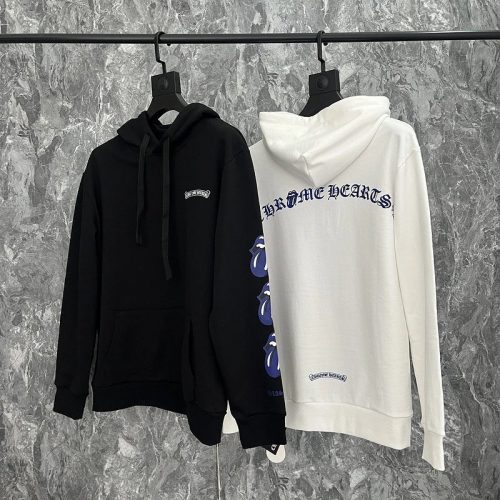 Chrome Hearts Rolling Stones Graphic Streetwear Hoodie Black and White