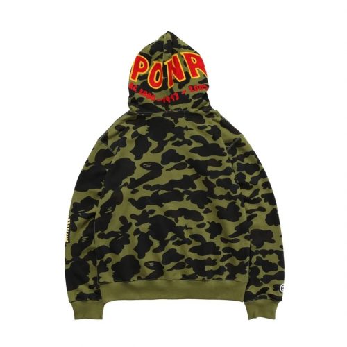 A Bathing Ape BAPE PONR Camo Streetwear Hoodie Green