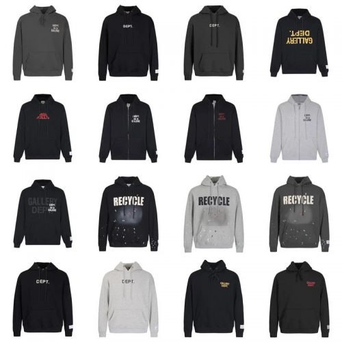 Gallery Dept. Graphic Print Streetwear Hoodie Black and Gray