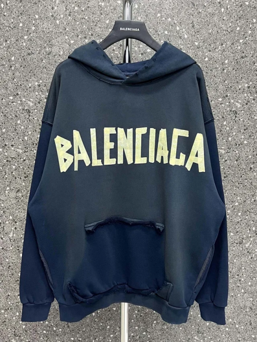 Balenciaga Distressed Arch Oversized Hoodie Black