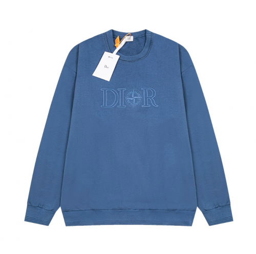 Dior Dior and Stone Island Embroidered Cotton Sweatshirt Blue