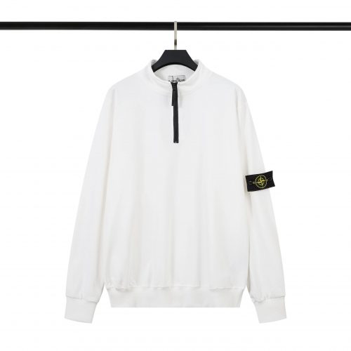 Stone Island Half-Zip Cotton Sweatshirt White