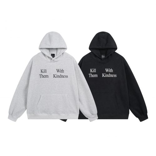 Badblood Kill Them With Kindness Graphic Streetwear Hoodie Black and Gray
