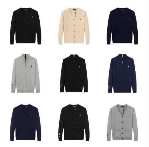 Ralph Lauren RL Cable Knit and Zip-Up Cardigan Classic Sweater Multicolor