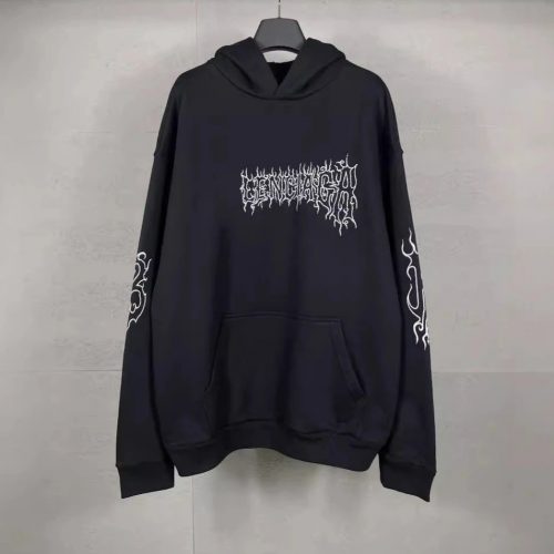 Balenciaga Metal Graphic Oversized Hoodie Black