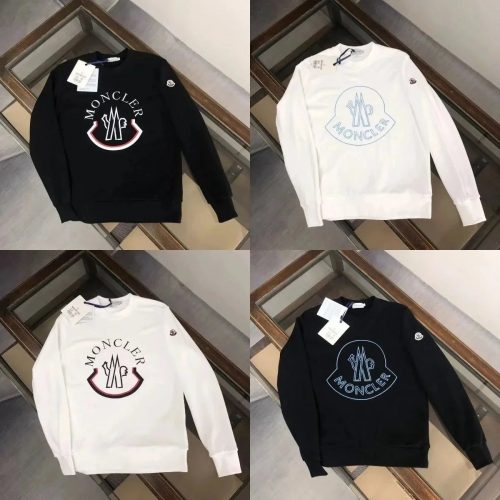 Moncler Graphic Print Cotton Sweatshirt Black and White