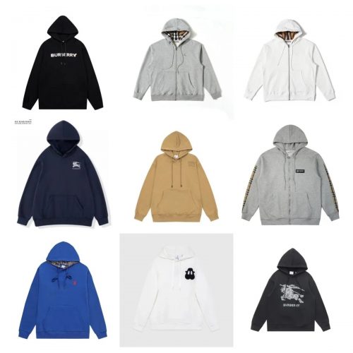 Burberry Check Detail Cotton Hoodie Collection Multicolor