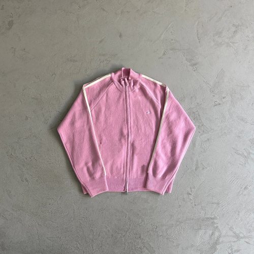 Lacoste Zip-Up Sweater Casual Knitwear Pink with White Stripes