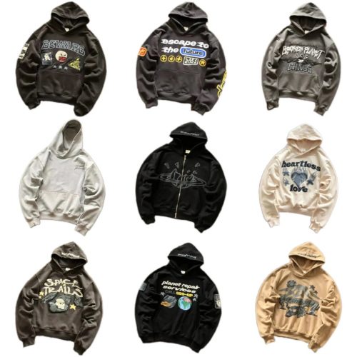 Broken Planet Graphic Print Streetwear Hoodie Multicolor