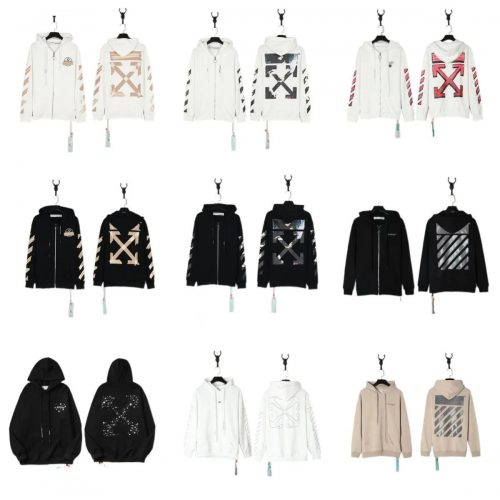 Off-White Arrow Graphic Streetwear Hoodie Multicolor