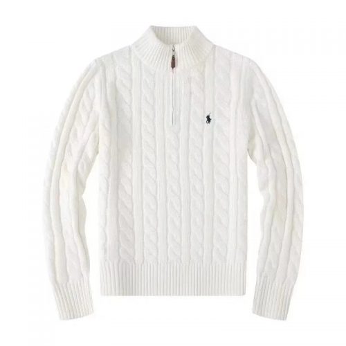 Ralph Lauren RL Cable-Knit Quarter-Zip Cotton Sweater White