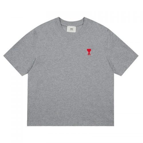 Ami Paris Ami Ami de Coeur Cotton T-Shirt Gray