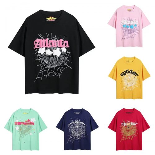 Sp5der Sp5der Spider Web Graphic Streetwear T-Shirt Multicolor