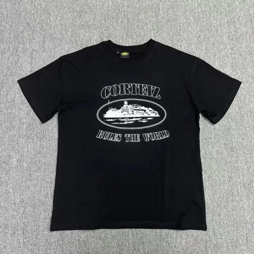 Corteiz Rules The World Graphic Streetwear T-Shirt Black