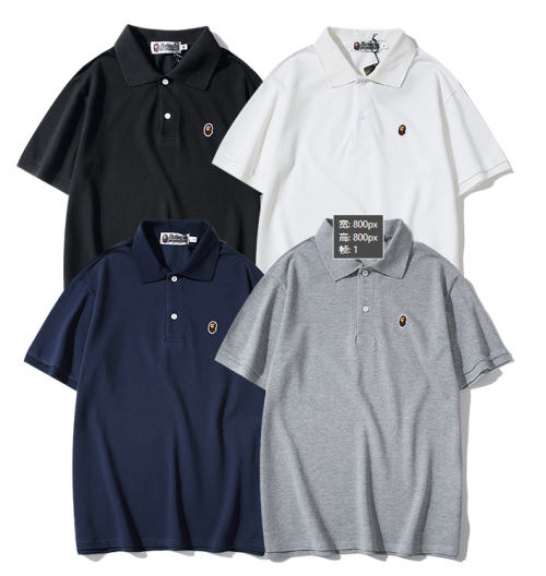 A Bathing Ape BAPE Ape Head Embroidery Casual Polo Shirt Multicolor